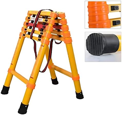 MAGJI Telescoping Ladder Herringbone Fiberglass Telescopic Ladder with Non-Slip Feet, 2m/2.5m/3m/3.5m Extendable Telescoping Ladder, Loft/RV Collapsible Ladders (Size : 2.5m/8.2ft)