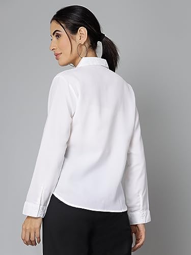 Image of Style Quotient Women Solid White Polymoss Regular Formal Shirt