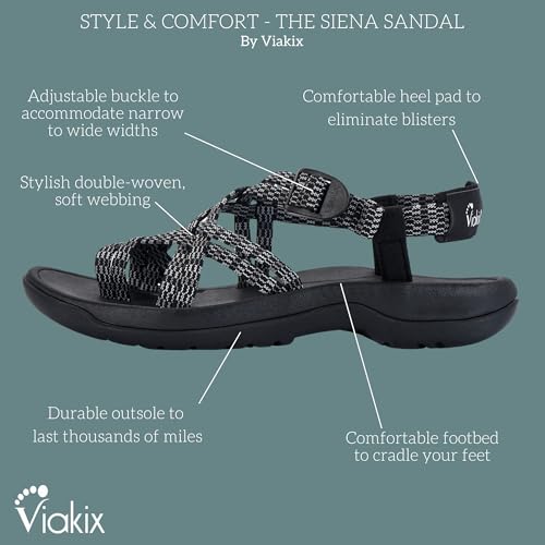 Viakix Womens Walking Sandals: Cute Stylish Comfy Athletic Sport Outdoor Hiking Sandal for Trekking Water Outdoor Beach With Arch Support for Womens Ladies3