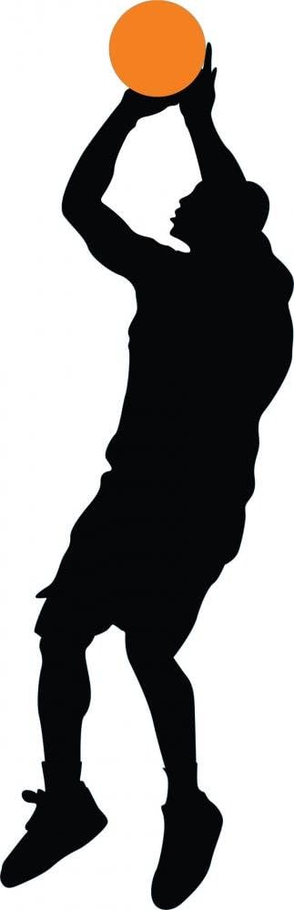 Basketball Player Silhouette - 57 Wall Decal - 42 Inches H x 14 Inches W - Peel and Stick Removable Graphic