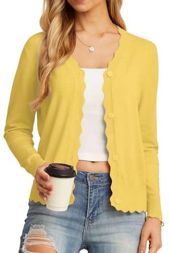 GRECERELLE Women's Long Sleeve V-Neck Button Down Cardigan Knit Shrugs Sweater
