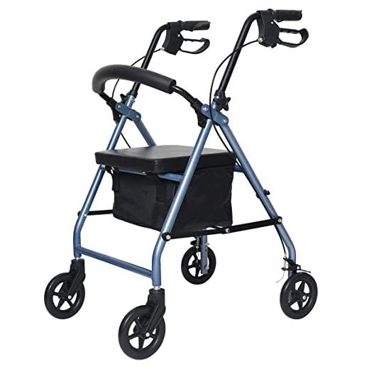 Morimoe Folding Rollator with Padded Seat, Lockable Brakes, Height Adjustable Handle, 4 Wheels