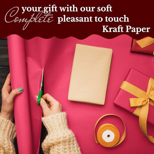 Paclord Flower Wrapping Kraft Paper, 12" x 1200" (100 ft), 45 lbs Thickness – Red Colored Paper Roll for Bouquet Wrapping, Floristic Shops, or Flower Decorations by Paclord - Used condition - Image 4