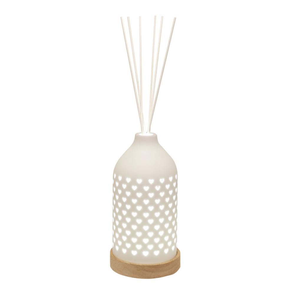 Aroma Accessories Woodbridge Hearts Clean Linen LED Light up Reed Diffuser