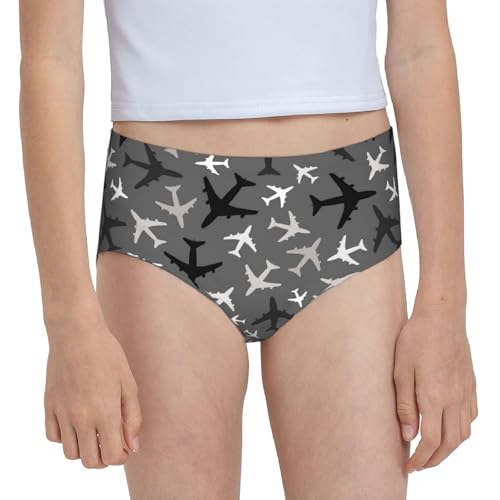 White And Grey Airplanes Girls' Underwear Soft Cotton Little Girls Panties Comfort Briefs 6