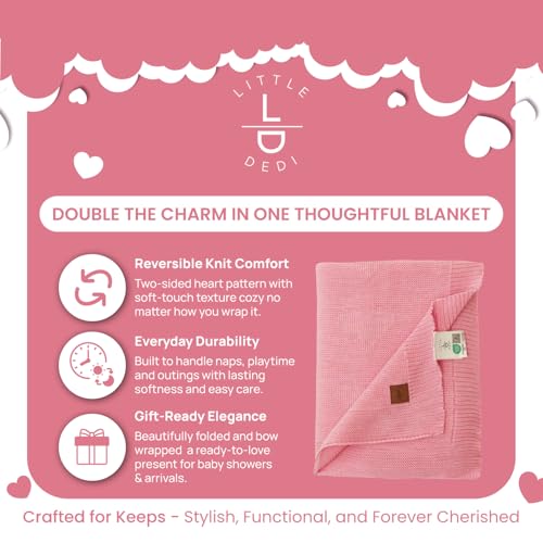 Image of Soft Knit Baby Blanket 30x40 in, Pink - Oeko-Tex Certified, Breathable Swaddle & Receiving Blanket for Newborns, Crib & Stroller, Machine Washable