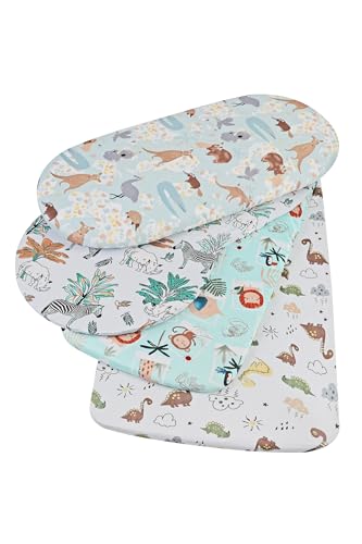 Image of Onacosht Bassinet Sheets for Baby Boy and Girl, Stretchy Breathable Fitted Sheet Universal for Bassinet Cradle Hourglass Oval Rectangle Pad /Mattress, 4 Pack Woodland Animal Printing