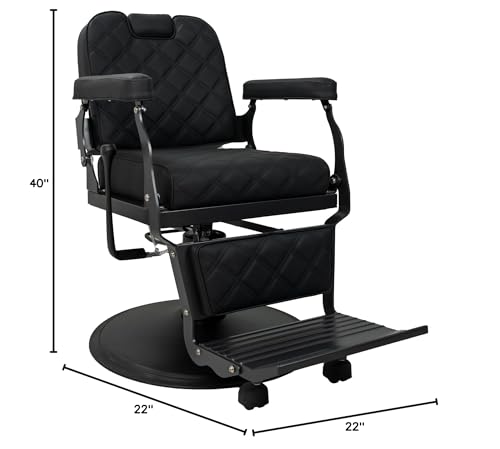 Image of Professional Barber Chair, Heavy Duty 550lbs Salon Chair with Hydraulic Lift & 360 Swivel - Reclining Hair Stylist Chair for Salon, Barbershop (Black)