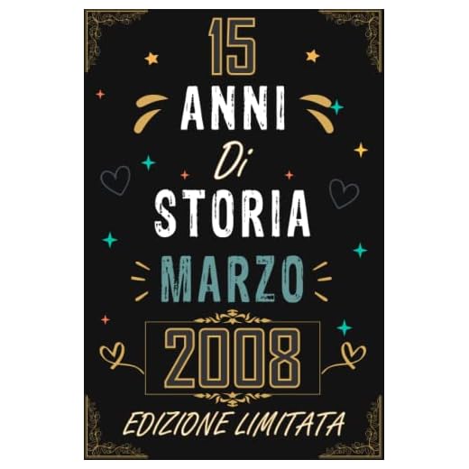 TACCUINO, 15 ANNI DI STORIA MARZO 2008 EDIZIONE LIMITATA: Regali Compleanno Uomo e Donna, 15 Anni di Compleanno Regalo Uomo e Donna 15 Anni, Regalo per lui/lei, Taccuino da 120 pagine