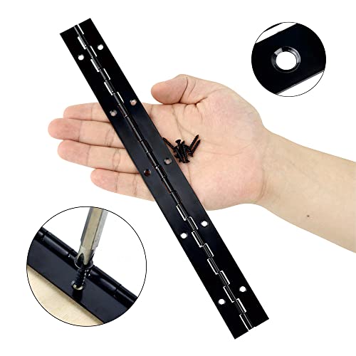 4PCS 30cm Black Piano Hinges 12" Continuous Hinges Stainless Steel 304 Long Cabinet Door Hinge for DIY Projects Cabinet - Image 4