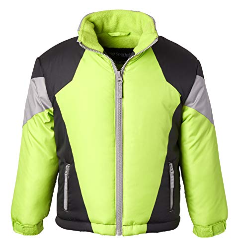 Coats For Boys Fleece Lined Snowboard Hooded Colorblock Winter Puffer Jacket - Lime (7) #TOP5