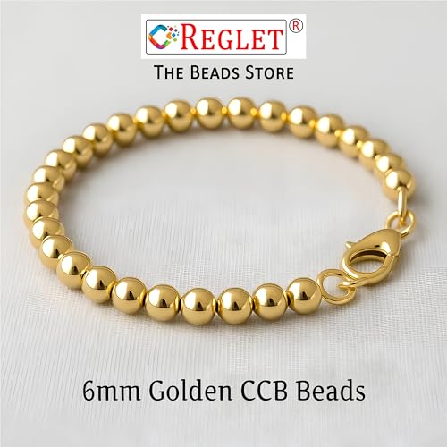 Image of 1600 Pcs Golden Pearl Beads for Jewellery Making Kit | Bead Bracelet Making for Women Girls Kids | Crystal Beads for Craft | Pearls for Craft | 6mm | 200g