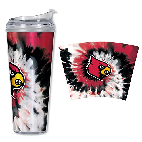Image of Rico Industries NCAA Glitter 24oz Acrylic Glitter Tumbler with Hinged Lid, Officially Licensed Double Wall Tumbler with Straw