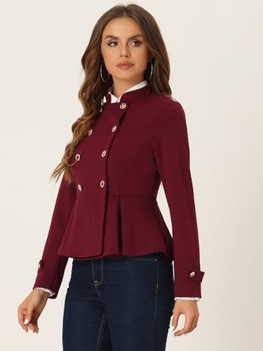 Allegra K Vintage Peplum Steampunk Jacket for Women's Lapel Collar Double Breasted Casual Office Blazer4