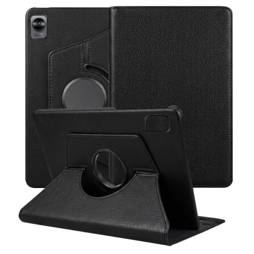Image of Flip Cover for Realme Pad Mini (8.7 inch) | 360 Rotating Back Cover | Leather Finish | Pencil Holder not Included | Multi-Angle Stand Cover for Realme Pad Mini (8.7 inch) - Black