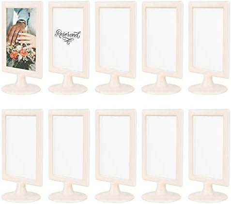 ALBEN Double Sided Standing Picture Frames (4x6 Inch) - (10 count, Cream) Pedestal Photo Frames with Inserts & Base, Ideal for Double Sided Display