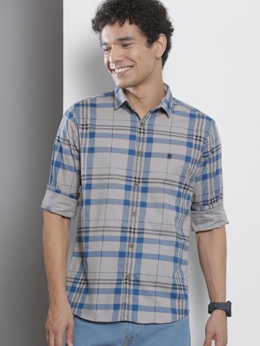 Image of The Indian Garage Co Men Regular Fit Checkered Full Sleeves Cutaway Collar Casual Shirt