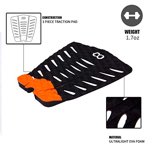image for WOOWAVE Surfboard Traction Pads 3 Piece EVA Surfing Traction Pad Premi