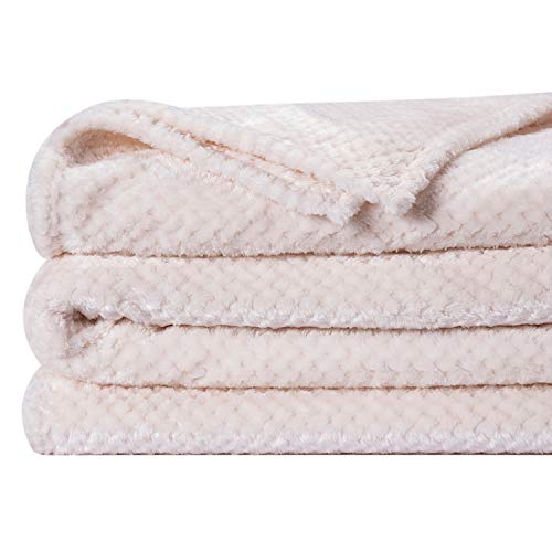 Fuzzy Throw Blanket, Plush Fleece Blankets for Adults, Toddler, Boys and Girls, Warm Soft Blankets and Throws for Bed, Couch, Sofa, Travel and Outdoor, Camping (Full Twin(70"x80"), XL2-Cream)