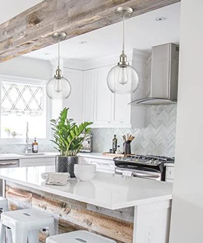 Daycent Modern Brushed Nickel Pendant Lights Kitchen Island Bubble Seeded Glass Globe Pendant Light #TOP1