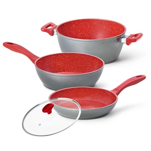 Panelas Day By Day, Family Size, Sauté Grand e Tampa de Vidro Ichef Vermelha de 24cm, Polishop