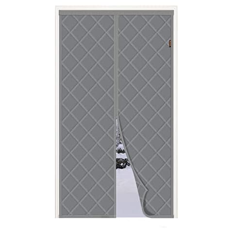 MAGZO Magnetic Thermal Insulated Door Curtain 80 X 200 cm, Heavy-Duty Draught Stopping Hands-Free Open Prevent Heat Loss, Grey Cover