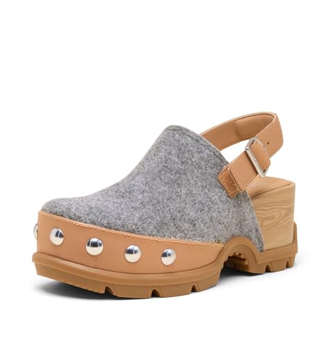 Sorel Womens Roamn Clog Felt Tawny Buff/Gum 2 8.5