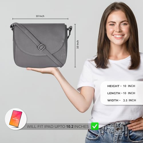 Image of Genuine Leather Shoulder Crossbody Purse For Women with Adjustable Strap, Mobile Pocket & Outside & Inside Zipper