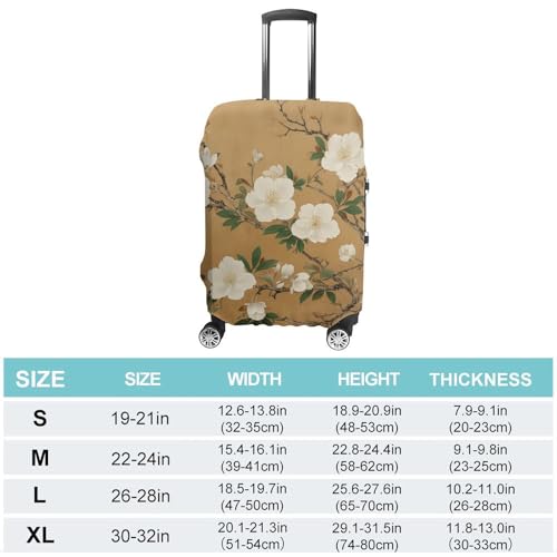 Travel Luggage Cover Elastic Suitcase Cover White Flowers And Leaves Luggage Covers Luggages Protector Covers for Travel Anti-Scratch Luggages Decorative Cover for Adult M2