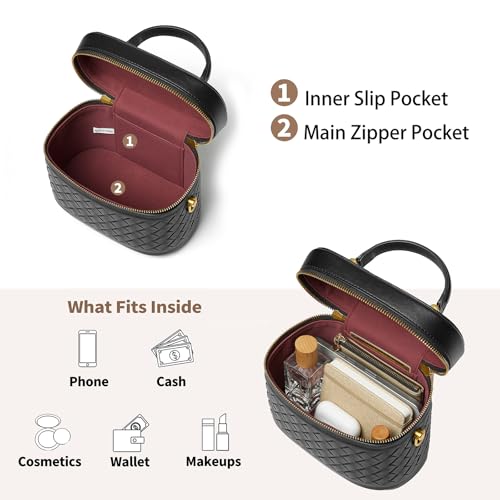 Image of DAILANDO Small Top Handle Box Purse for Women Designer Woven Tote Crossbody Handbag With Long Adjustable Strap
