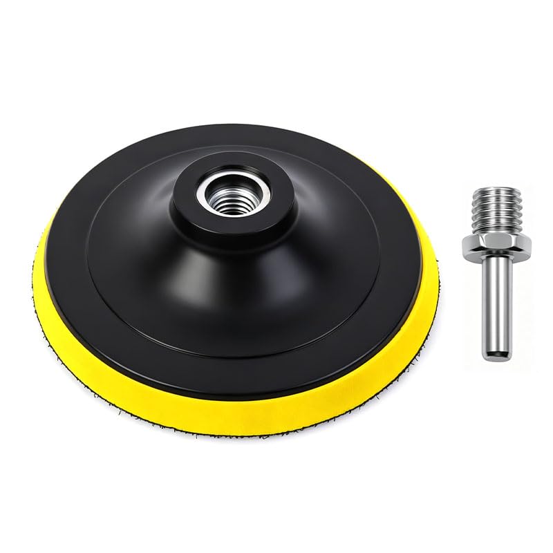 180mm 7" Hook Loop Polishing Pad Kit with M14 Adapter, Securely Holds Sand Discs, Shock-Absorbing Flexible Base, Universal Back Plate for Orbital Sander and Electric Polisher