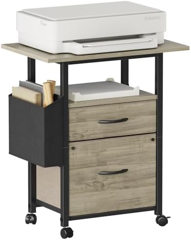 GYIIYUO 2 Fabric Drawer File Cabinet with 24'' Extended Tabletop ...
