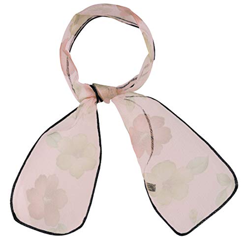 Allegra K Women Transparent Skinny Organza Scarf Floral Neckerchief Hair Band