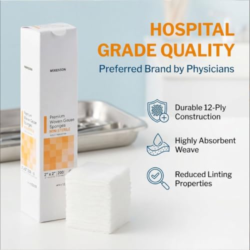 McKesson Premium Woven Gauze Sponges, Non-Sterile, Cotton, 2 x 2 in, 1 pk - image 2