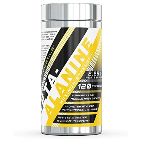 Amazing Muscle Beta Alanine Amino Acid | 2250mg Per Serving | Ideal Pre & Post Workout Supplement | Unflavored | 120 Capsules Cover