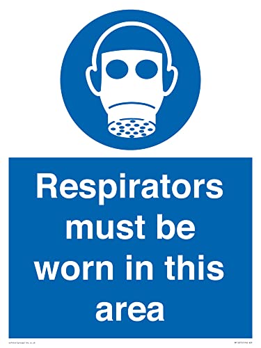 Respirators must be worn in this area Sign - 300x400mm - A3P, Blue/White