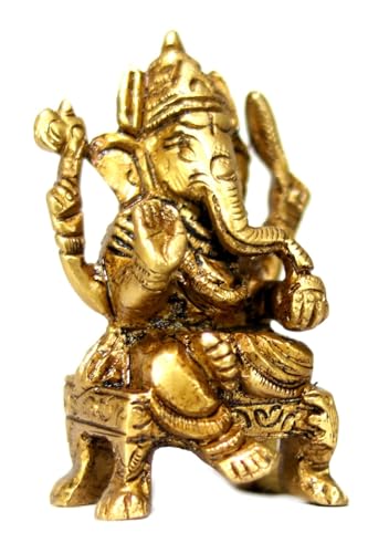 Estatua de Lord Ganesha de latón para decoración miniatura 2