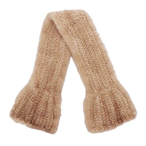 surell - 35" Short Genuine Mink Fur Pull-Through Scarf - Women Neck Trim Scarves Neck Loop - Fashionable Luxurious Warm Winter Collar - Luxurious Cold Weather Cozy Furry Fuzzy Thick Wrap (Beige)4