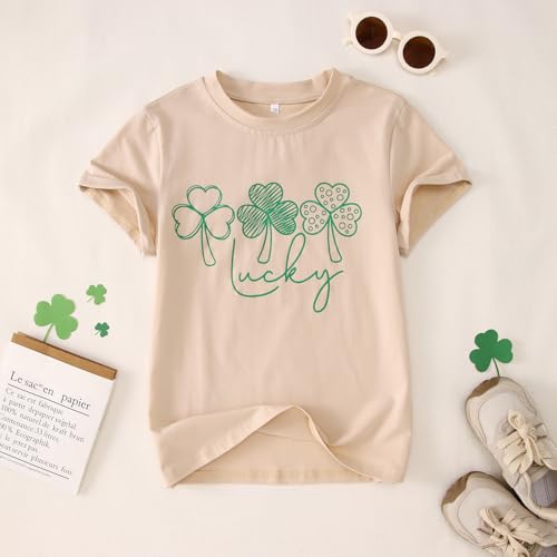 Image of CM C&M WODRO Boy Girl St. Patrick's Day T-Shirt Kid Lucky Clover Short Sleeve Shirt Funny Irish Shamrocks Tee Tops