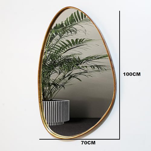 Espelho Decorativo Organico 100X70 Com Borda Moldura Em Lamina De Madeira Grande