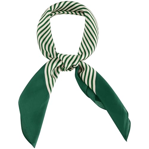 Allegra K 70cm Women Stripe Print Square Scarves Kerchief Neck Scarf Neckerchief Headband 70 * 70cm/ 27.56 * 27.56 inches(L*W) Dark Green