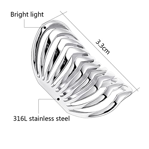Couya Polished Stainless Steel Split Style Ring Multilayer Stacked Knuckle Finger Rings Band (7) #TOP1