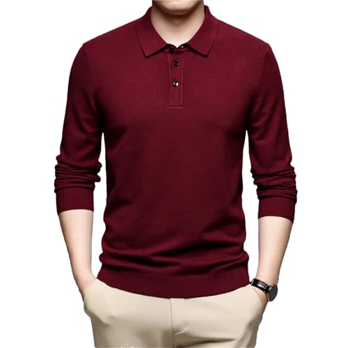 Dcvmvmn Men Winter Soft Knitwear Turn-Down Collar Pullover Sweater Casual Solid Jumper