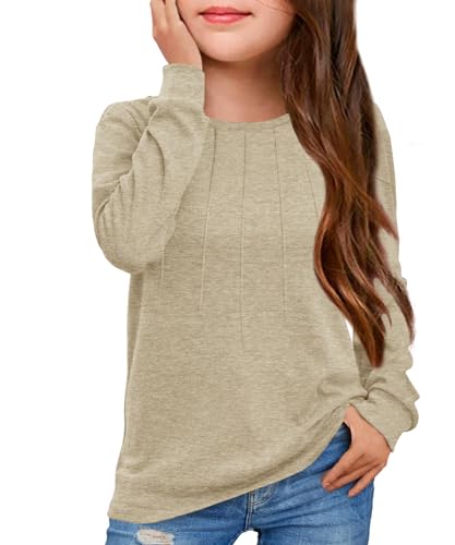 Girls Long Sleeve Shirts Casual Crewneck Ruffle Loose Tees Tops T-Shirt 9-14 Years2