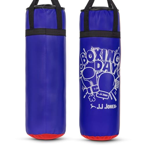 Image of JJ Jonex Sports Kids Boxing Punching Bag Set - Heavy Boxing Bag, Gloves, MMA, Home Gym & Martial Arts Training Equipment | for Boys & Girls for Age 3 4 5 6 7 8 Years | Navy Color |
