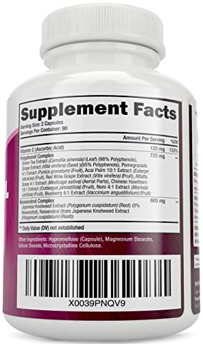 Resveratrol Complex 1450Mg + Organic Turmeric Curcumin 700Mg & Bioperine - Potent Antioxidant Supplement With Japanese Knotweed, Vitamin C & More - Vegan Bundle - 180 Capsules + 120 Capsules #TOP1