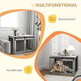 PawHut Hundekäfig 98 cm Hundebox für Zuhause mit Abschließbar Schiebetüren Moderne Metall Indoor Hundehütte für große Hunde Hundehaus 98 x 58 x 61 cm Grau