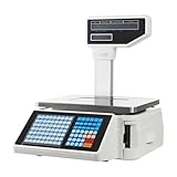 Label Printing Scale, Commercial Food Scale with Label and Receipt Printer, Electronic Weight Scale for Retail Store & Supermarket, Dual LCD Displays, 66LB/30KG Capacity