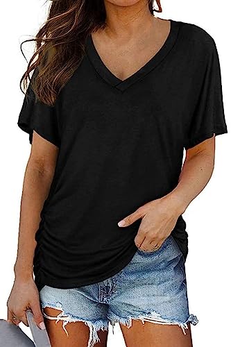 T-shirt col en V pour femmes coton mince sexy pour rester au frais tout l'été