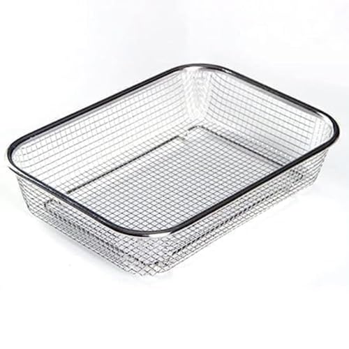 Image of Stainless Steel Sink Colander Strainer Basket, Rectangular Kitchen Drain Tray for Fruit & Vegetable Washing, Rust Proof Metal Mesh Rinsing Basket for Home Kitchen Use